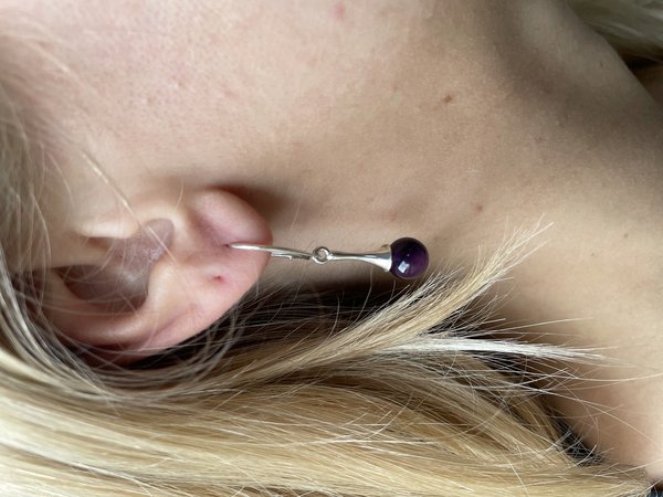 Amethist zilveren oorbellen